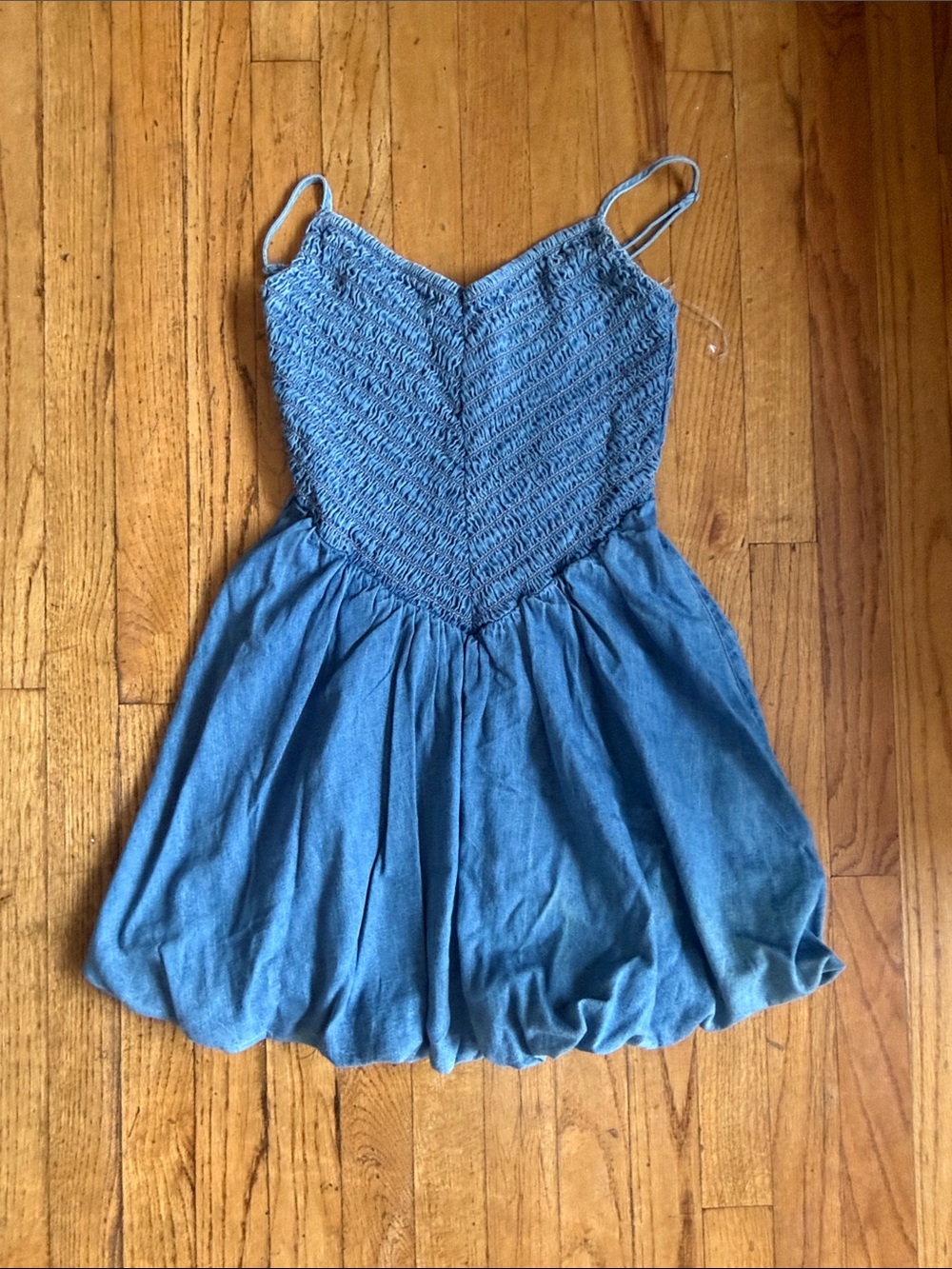 American Eagle Outfitters Blue Smocked Bodice Spaghetti Strap Dress